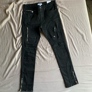 Black Fashion Nova Men Skinny Ryda Moto Jean
